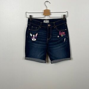 Jordache denim shorts girl size 10 roll up hem 5 pocket blue